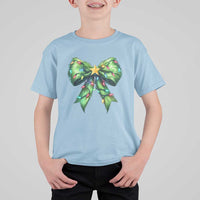 Funny Christmas Coquette T Shirt For Kid Green Xmas Tree Bow - Wonder Print Shop