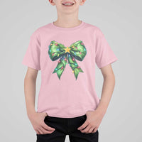 Funny Christmas Coquette T Shirt For Kid Green Xmas Tree Bow - Wonder Print Shop