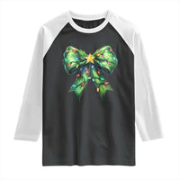 Funny Christmas Coquette Raglan Shirt Green Xmas Tree Bow - Wonder Print Shop