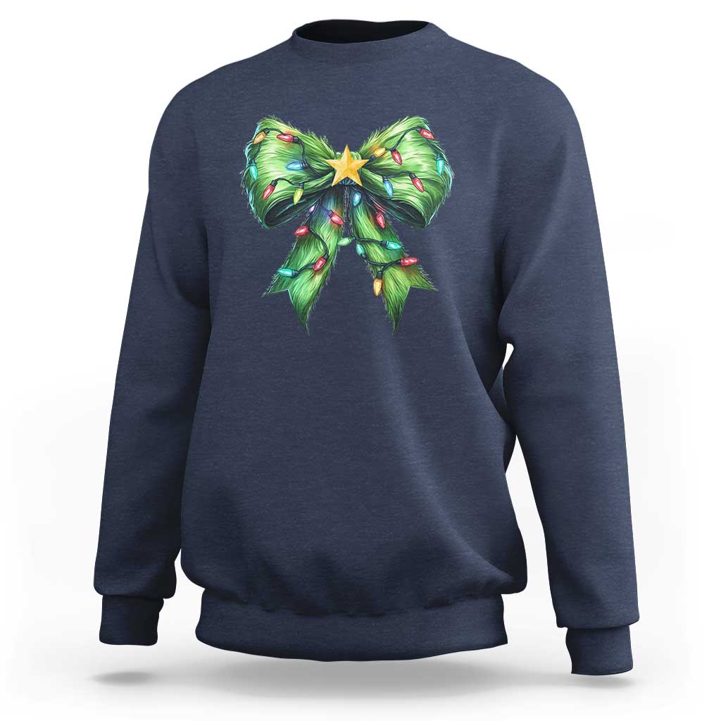 Funny Christmas Coquette Sweatshirt Green Xmas Tree Bow - Wonder Print Shop