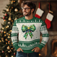 Funny Xmas Coquette Ugly Christmas Sweater Green Xmas Tree Bow - Wonder Print Shop