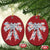 Funny Toile Folk Art Scandinavian Coquette Bow Xmas Christmas Ornament - Wonder Print Shop