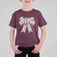 Funny Toile Folk Art Scandinavian Coquette Bow Christmas T Shirt For Kid - Wonder Print Shop