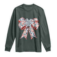 Funny Toile Folk Art Scandinavian Coquette Bow Christmas Long Sleeve Shirt
