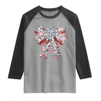 Funny Toile Folk Art Scandinavian Coquette Bow Christmas Raglan Shirt - Wonder Print Shop