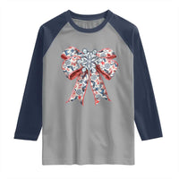 Funny Toile Folk Art Scandinavian Coquette Bow Christmas Raglan Shirt - Wonder Print Shop