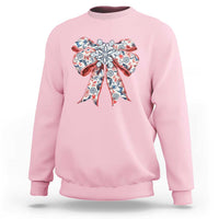 Funny Toile Folk Art Scandinavian Coquette Bow Christmas Sweatshirt - Wonder Print Shop