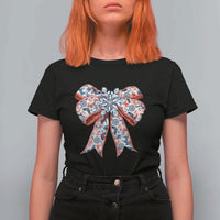 Funny Toile Folk Art Scandinavian Coquette Bow Christmas T Shirt For Women - Wonder Print Shop