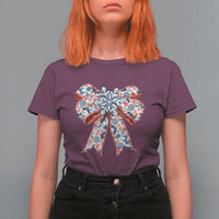 Funny Toile Folk Art Scandinavian Coquette Bow Christmas T Shirt For Women - Wonder Print Shop