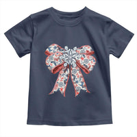 Funny Toile Folk Art Scandinavian Coquette Bow Christmas Toddler T Shirt