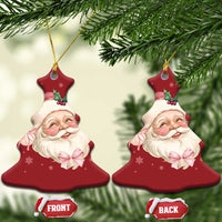 Xmas Coquette Pink Santa Bow Christmas Ornament - Wonder Print Shop