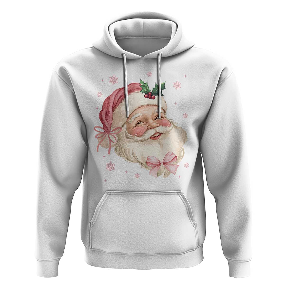 Christmas Coquette Pink Santa Bow Hoodie