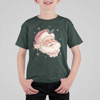 Christmas Coquette Pink Santa Bow T Shirt For Kid - Wonder Print Shop