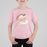 Christmas Coquette Pink Santa Bow T Shirt For Kid - Wonder Print Shop