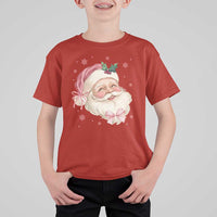 Christmas Coquette Pink Santa Bow T Shirt For Kid - Wonder Print Shop