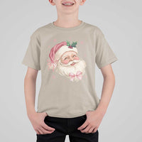 Christmas Coquette Pink Santa Bow T Shirt For Kid - Wonder Print Shop