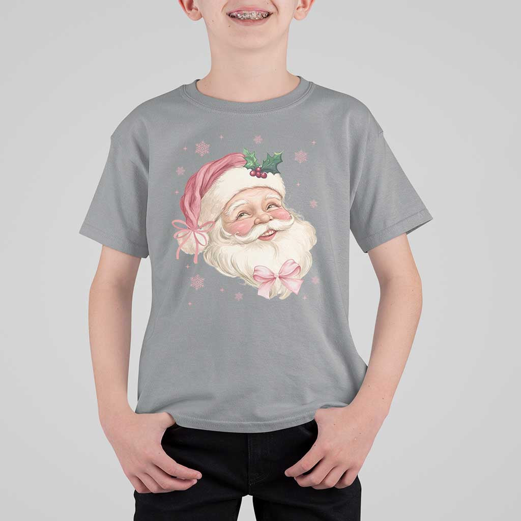 Christmas Coquette Pink Santa Bow T Shirt For Kid - Wonder Print Shop