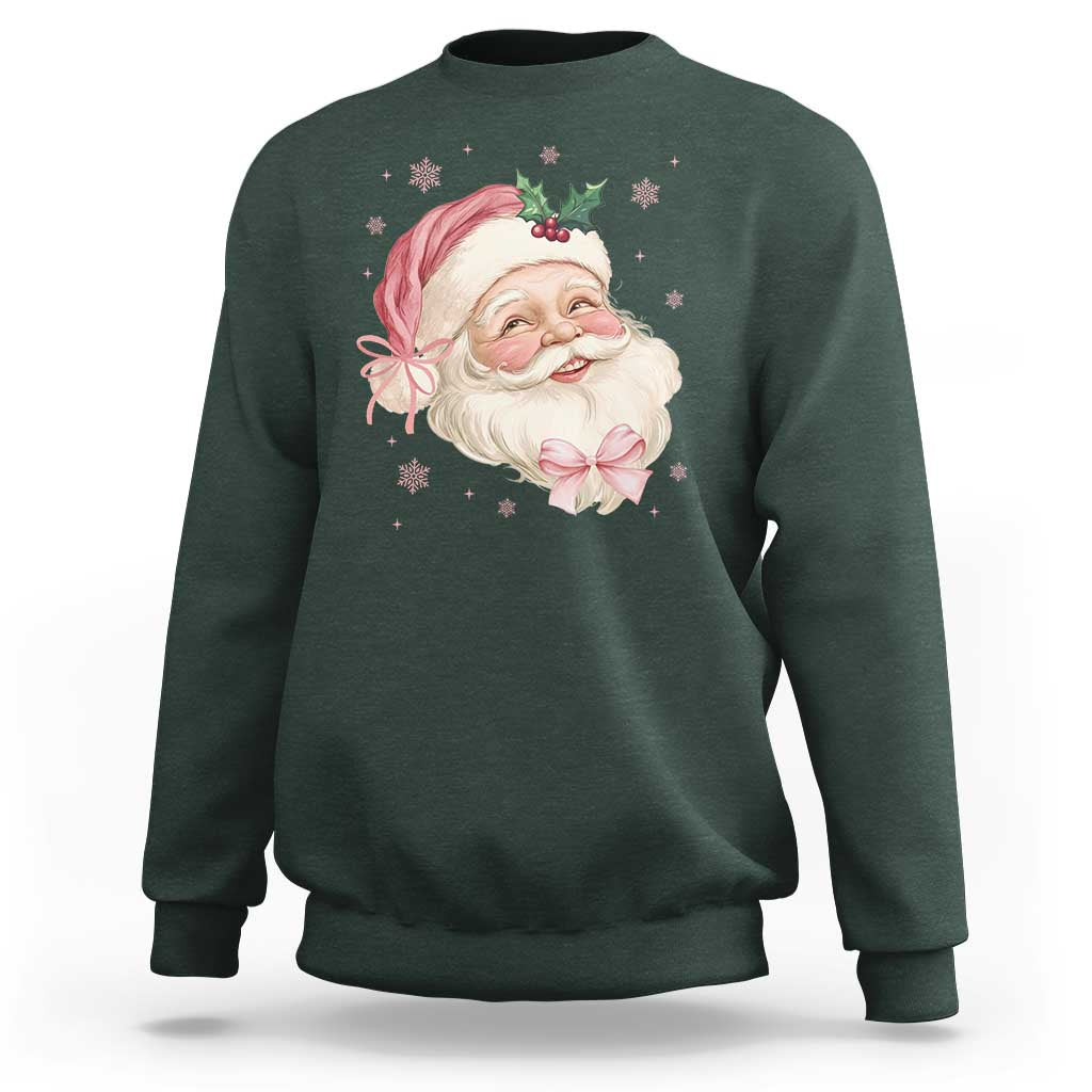 Christmas Coquette Pink Santa Bow Sweatshirt - Wonder Print Shop