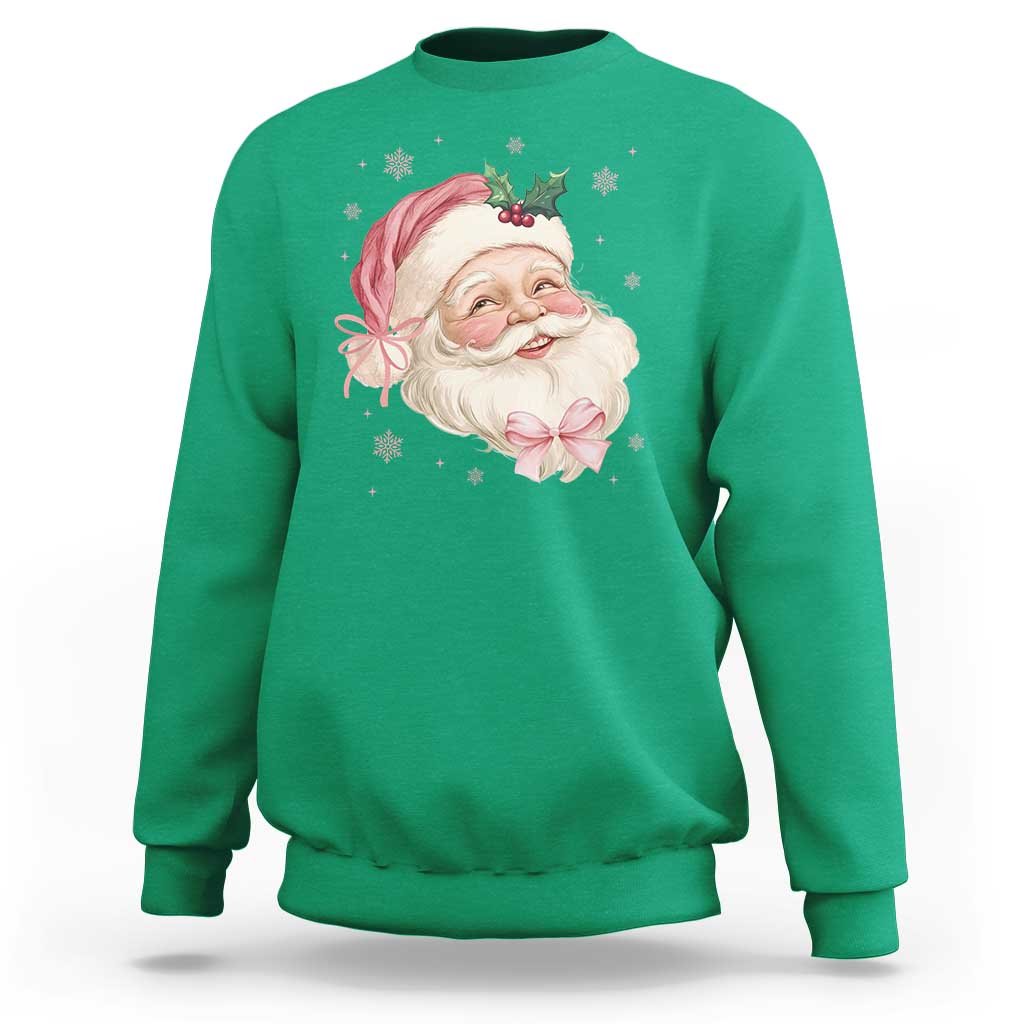 Christmas Coquette Pink Santa Bow Sweatshirt - Wonder Print Shop