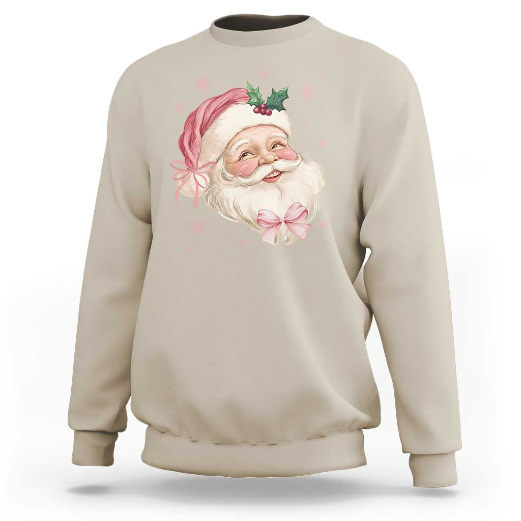 Christmas Coquette Pink Santa Bow Sweatshirt - Wonder Print Shop