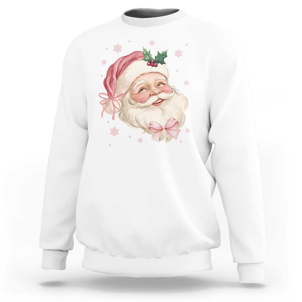 Christmas Coquette Pink Santa Bow Sweatshirt - Wonder Print Shop