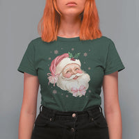Christmas Coquette Pink Santa Bow T Shirt For Women - Wonder Print Shop