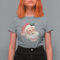 Christmas Coquette Pink Santa Bow T Shirt For Women - Wonder Print Shop