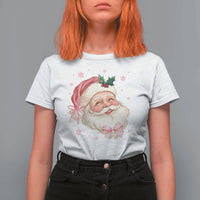 Christmas Coquette Pink Santa Bow T Shirt For Women - Wonder Print Shop