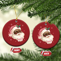 Xmas Coquette Pink Black Santa Bow Christmas Ornament - Wonder Print Shop