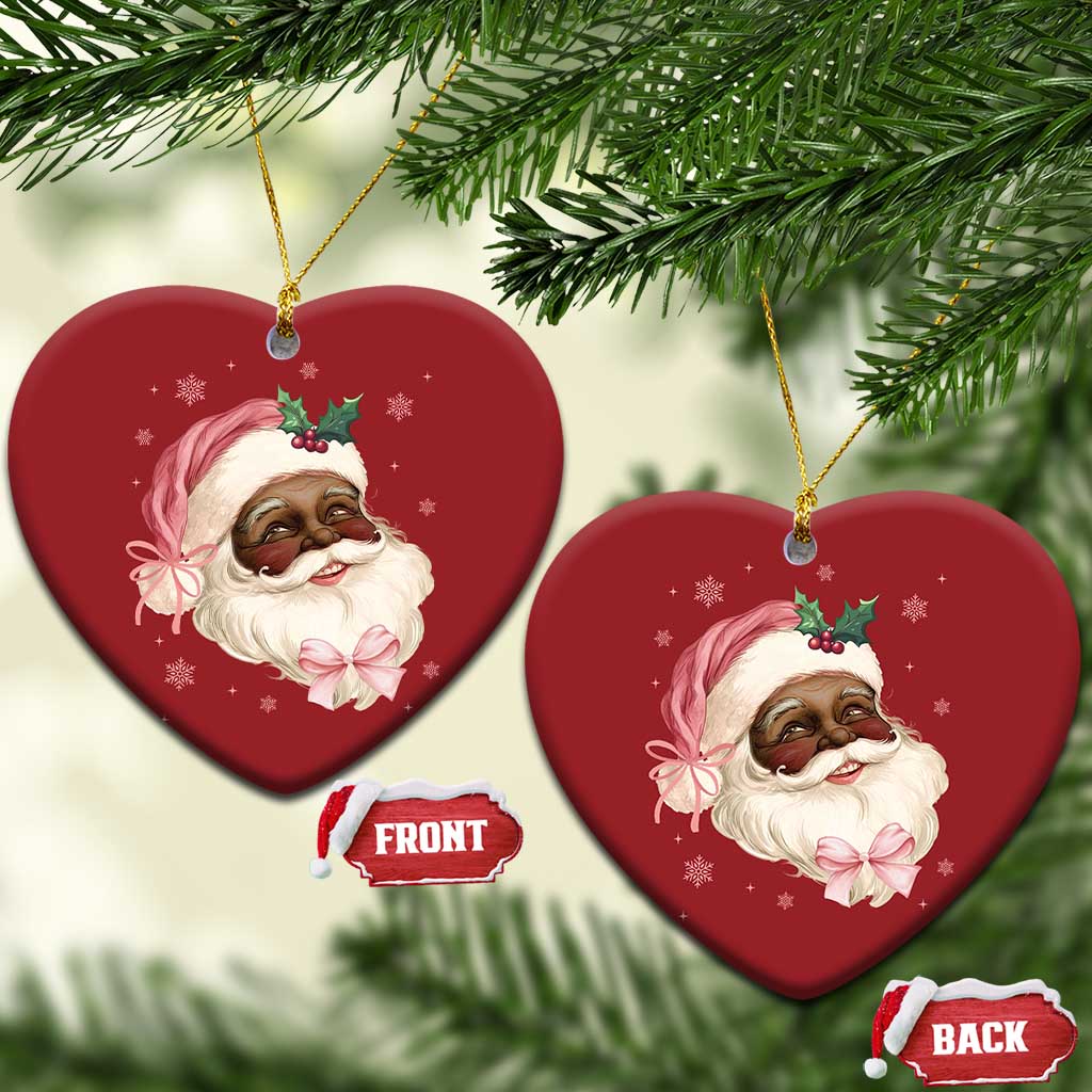 Xmas Coquette Pink Black Santa Bow Christmas Ornament - Wonder Print Shop
