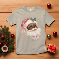 Christmas Coquette Pink Black Santa Bow T Shirt - Wonder Print Shop