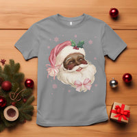 Christmas Coquette Pink Black Santa Bow T Shirt - Wonder Print Shop