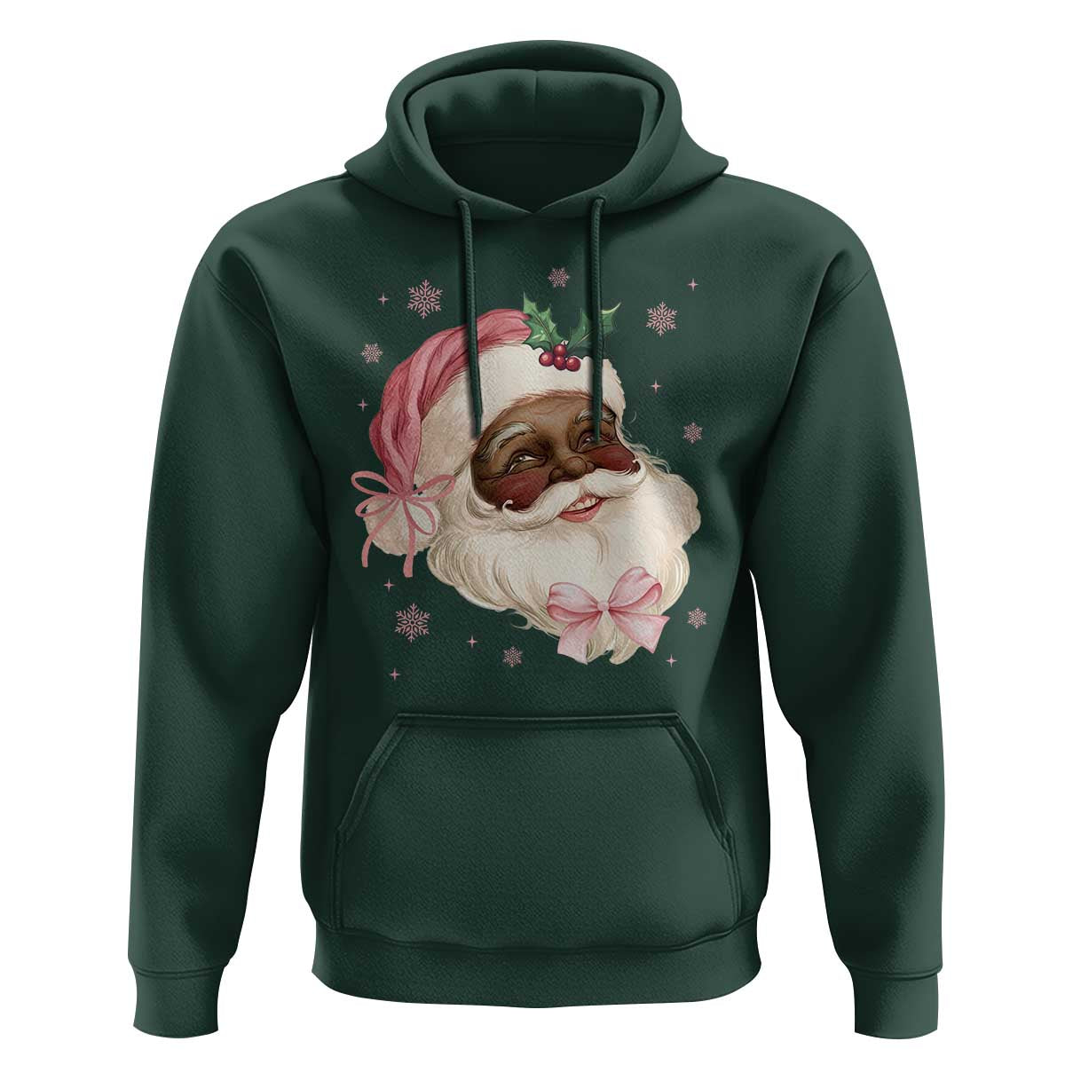 Christmas Coquette Pink Black Santa Bow Hoodie