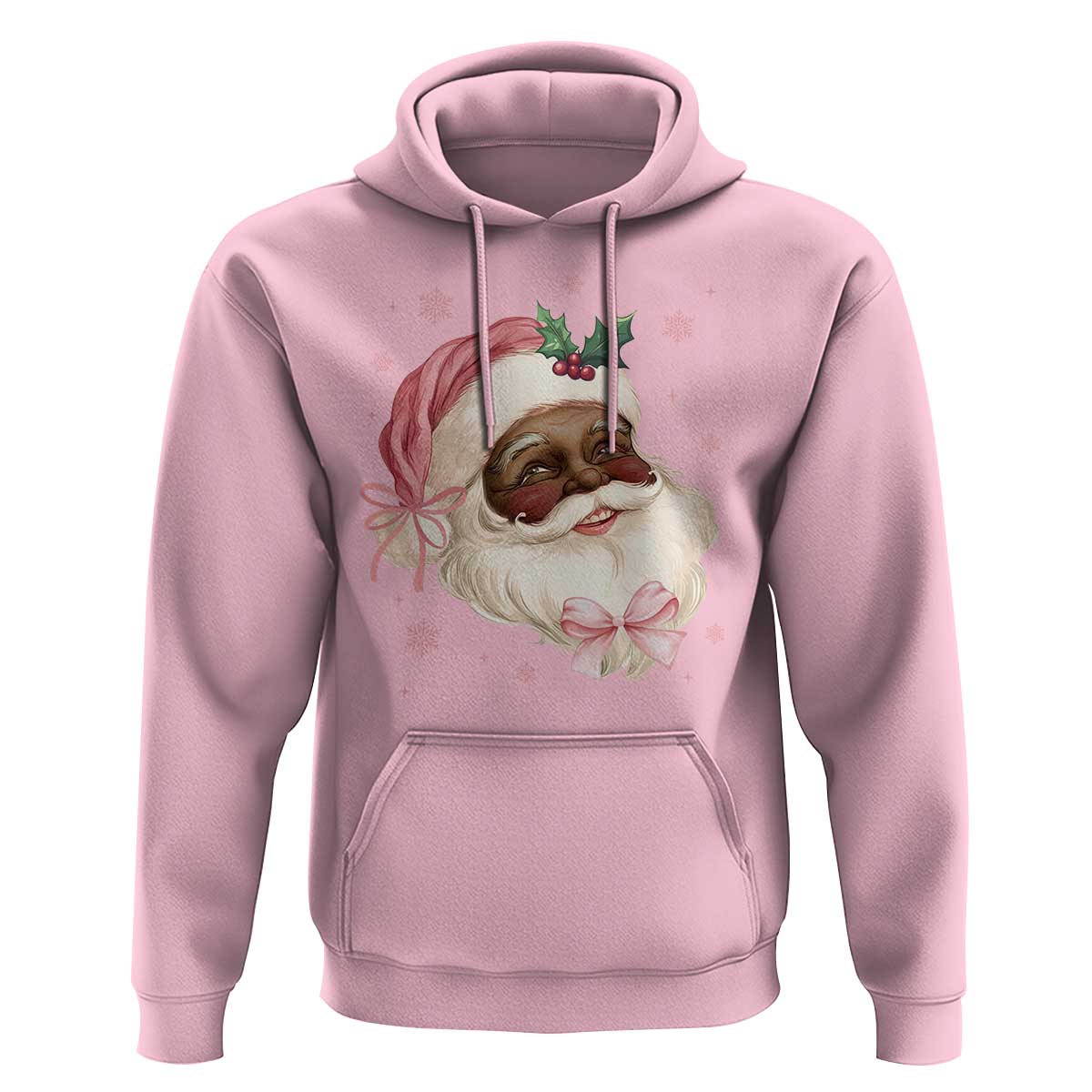 Christmas Coquette Pink Black Santa Bow Hoodie
