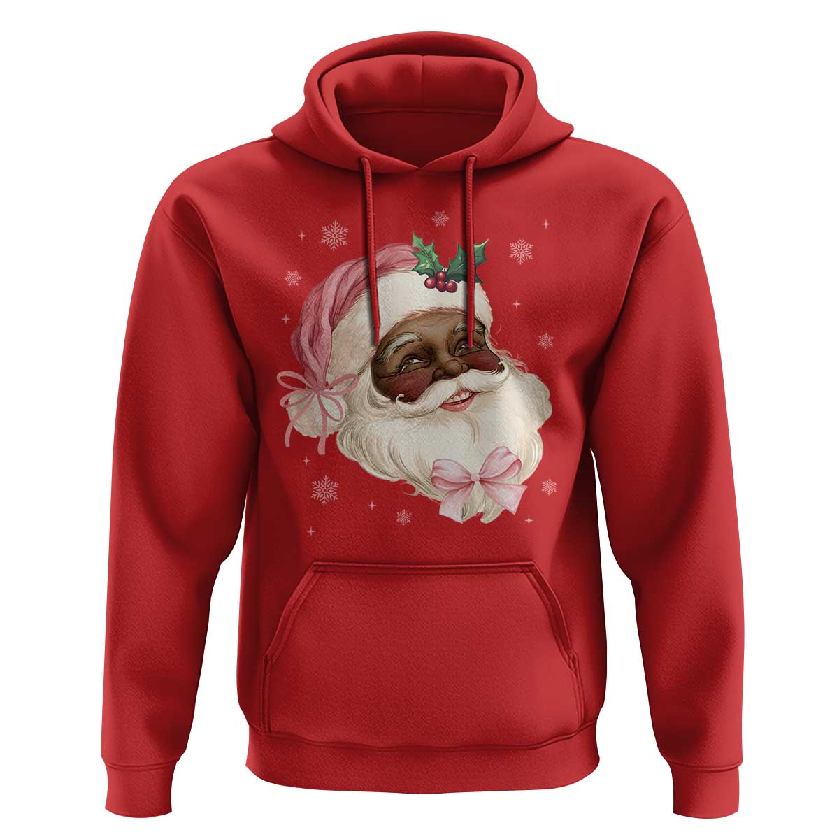 Christmas Coquette Pink Black Santa Bow Hoodie