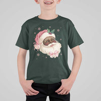Christmas Coquette Pink Black Santa Bow T Shirt For Kid - Wonder Print Shop