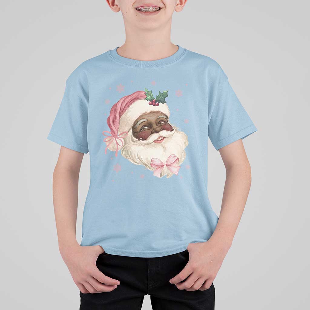 Christmas Coquette Pink Black Santa Bow T Shirt For Kid - Wonder Print Shop