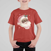 Christmas Coquette Pink Black Santa Bow T Shirt For Kid - Wonder Print Shop
