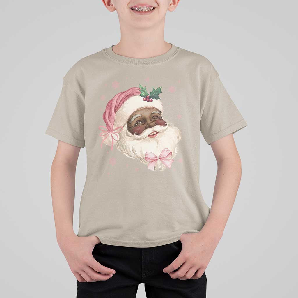 Christmas Coquette Pink Black Santa Bow T Shirt For Kid - Wonder Print Shop