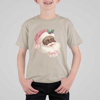 Christmas Coquette Pink Black Santa Bow T Shirt For Kid - Wonder Print Shop