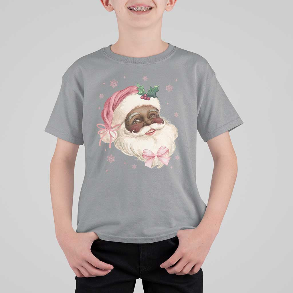 Christmas Coquette Pink Black Santa Bow T Shirt For Kid - Wonder Print Shop