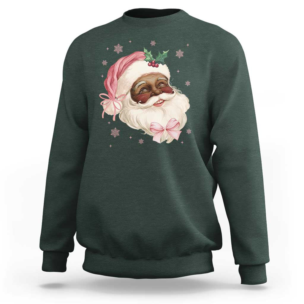 Christmas Coquette Pink Black Santa Bow Sweatshirt - Wonder Print Shop