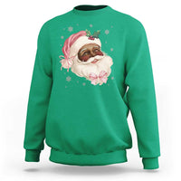 Christmas Coquette Pink Black Santa Bow Sweatshirt - Wonder Print Shop