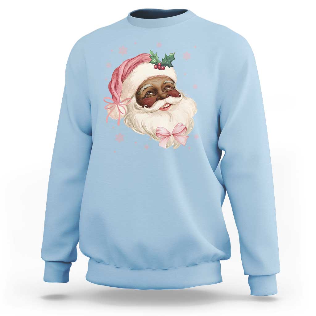 Christmas Coquette Pink Black Santa Bow Sweatshirt - Wonder Print Shop