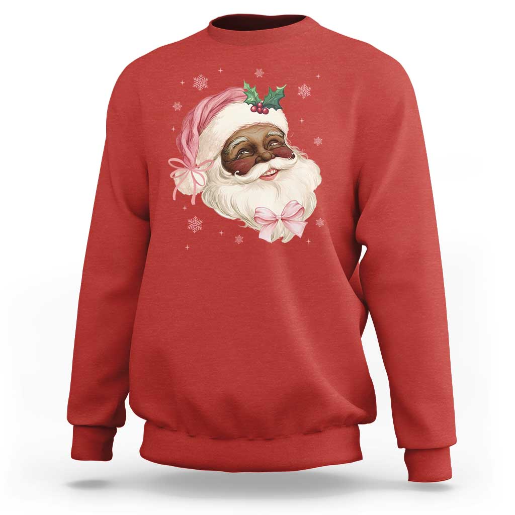Christmas Coquette Pink Black Santa Bow Sweatshirt - Wonder Print Shop