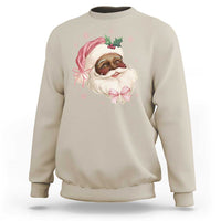 Christmas Coquette Pink Black Santa Bow Sweatshirt - Wonder Print Shop