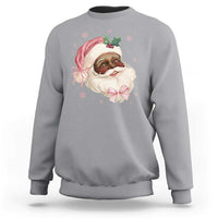 Christmas Coquette Pink Black Santa Bow Sweatshirt - Wonder Print Shop