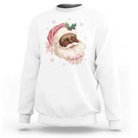 Christmas Coquette Pink Black Santa Bow Sweatshirt - Wonder Print Shop
