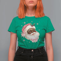 Christmas Coquette Pink Black Santa Bow T Shirt For Women - Wonder Print Shop