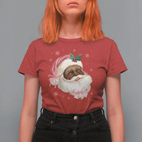 Christmas Coquette Pink Black Santa Bow T Shirt For Women - Wonder Print Shop
